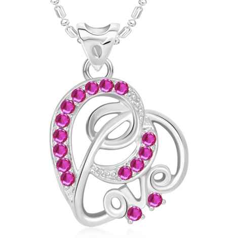 Buy Srikara Alloy Rhodium Plated CZ/AD Love Heart Fashion Jewelry Pendant with Chain - SKP2795R - Purplle
