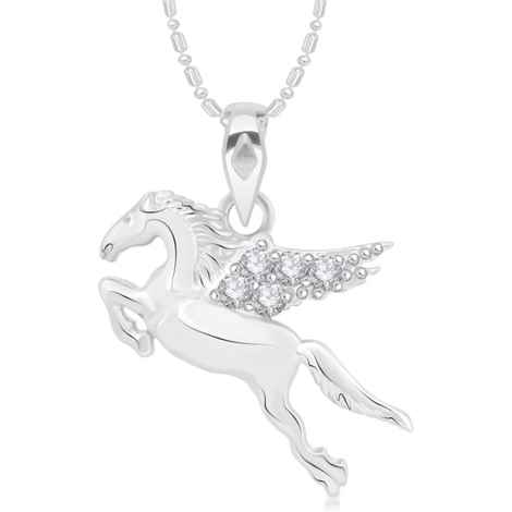 Buy Srikara Alloy CZ / AD Unicorn Horse Fin Fashion Jewellery Pendant with Chain - SKP2947R - Purplle