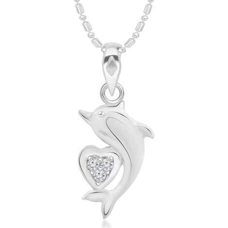 Buy Srikara Alloy Dolphin Heart CZ/AD Studded Fashion Jewelry Pendant with Chain - SKP2942R - Purplle