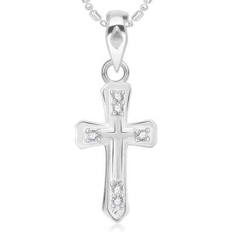 Buy Srikara Alloy Rhodium Plated CZ/AD The Holy Cross Fashion Jewelry Pendant Chain - SKP2055R - Purplle