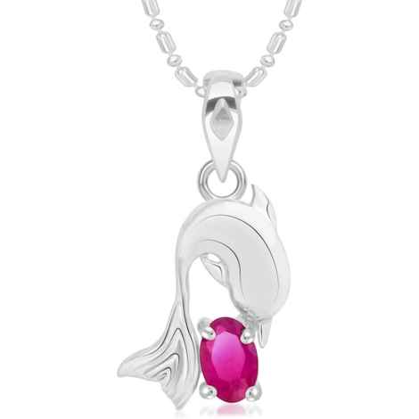 Buy Srikara Alloy Brass Rhodium Plated AD Dolphin Pink Pearl Fashion Jewelry Pendant - SKP2944R - Purplle
