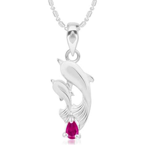 Buy Srikara Alloy Rhodium Plated CZ/AD Couple Dolphin Pink Pearl Fashion Jewelry Pendant - SKP2945R - Purplle