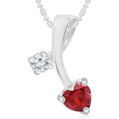 Buy Srikara Alloy Rhodium Plated CZ/AD Drop Red Heart Pearl Fashion Jewelry Pendant - SKP2955R - Purplle