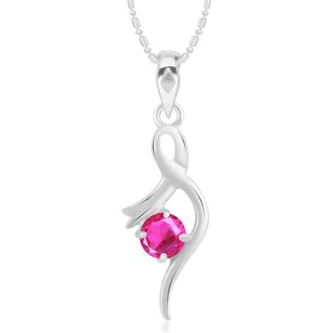 Buy Srikara Alloy Rhodium Plated CZ/AD Charm Pink Solitaire Fashion Jewelry Pendant - SKP3027R - Purplle