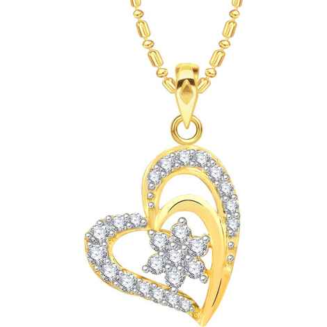 Buy Srikara Alloy Gold Plated CZ/AD Star in Heart Fashion Jewelry Pendant with Chain - SKP2557G - Purplle