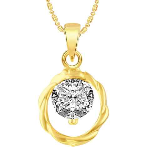 Buy Srikara Alloy Gold Plated CZ/AD Single Stone Solitaire Fashion Jewelry Pendant - SKP2475G - Purplle