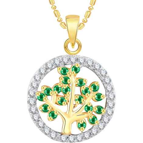 Buy Srikara Alloy Gold Plated CZ / AD Tree Fashion Jewellery Pendant with Chain - SKP2592G - Purplle