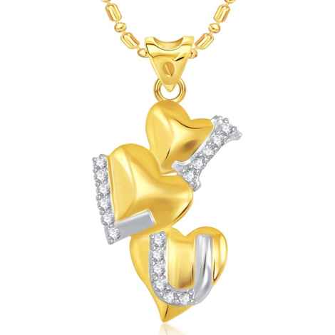 Buy Srikara Alloy Gold Plated CZ/AD Three Heart I LOVE U Valentine Fashion Jewelry Pendant - SKP1819G - Purplle
