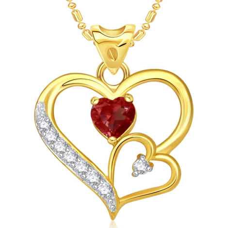 Buy Srikara Alloy Gold Plated CZ/AD Decent Double Heart Valentine Fashion Jewelry Pendant - SKP1687G - Purplle