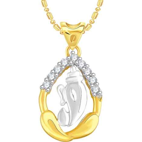 Buy Srikara Alloy Gold Plated CZ / AD Ganesh Fashion Jewellery Pendant with Chain - SKP2761G - Purplle