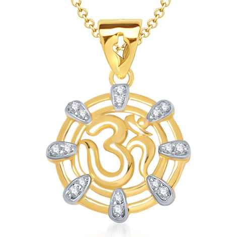 Buy Srikara Alloy Gold Plated CZ / AD Anmol Om Fashion Jewellery Pendant with Chain - SKP1259G - Purplle
