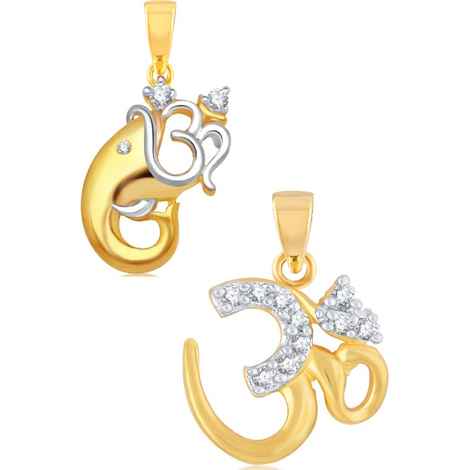 Buy Srikara Alloy Gold Plated CZ / AD Fashion Jewellery Pendant Set with Chain - SKCOMBO1268G - Purplle