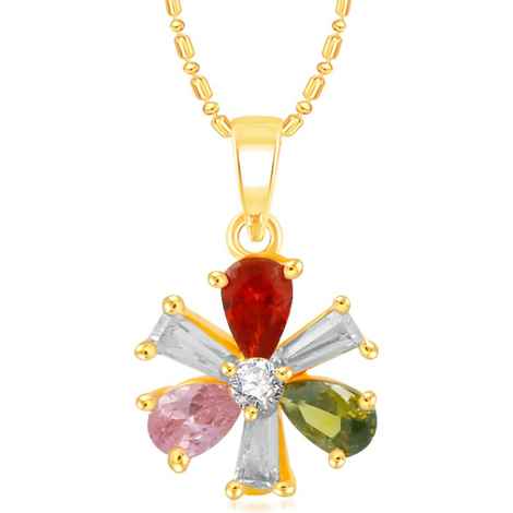Buy Srikara Alloy Gold Plated CZ/AD Well Crafted Multicolor Fashion Jewelry Pendant - SKP2350G - Purplle