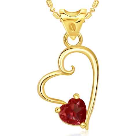 Buy Srikara Alloy Beautiful Red Stone Heart Valentine Fashion Jewelry Pendant Chain - SKP1788G - Purplle
