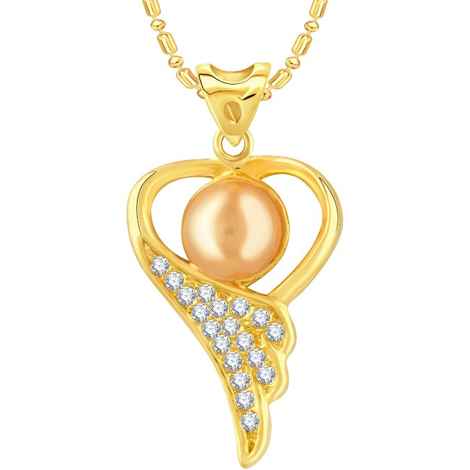 Buy Srikara Alloy Gold Plated CZ/AD Pearl Studded Fashion Jewelry Pendant with Chain - SKP2703G - Purplle