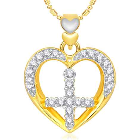 Buy Srikara Alloy Gold Plated CZ / AD Cross in Heart Fashion Jewellery Pendant Chain - SKP1994G - Purplle
