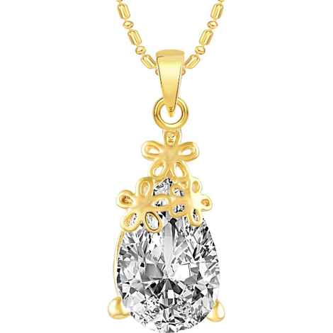 Buy Srikara Alloy Gold Plated CZ/AD Three Flower Solitaire Fashion Jewelry Pendant - SKP2469G - Purplle