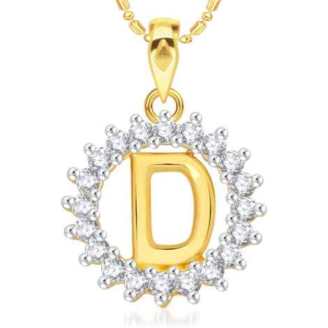 Buy Srikara Alloy Gold Plated CZ/AD Initial Letter D Fashion Jewellery Pendant Chain - SKP1950G - Purplle