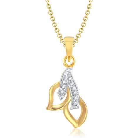 Buy Srikara Alloy Gold Plated CZ / AD Two Leaf Fashion Jewellery Pendant with Chain - SKP1093G - Purplle