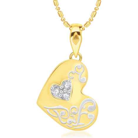 Buy Srikara Alloy Gold Plated CZ/AD Center Crystal Heart Pattern Fashion Jewelry Pendant - SKP2836G - Purplle