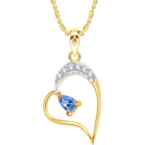 Buy Srikara Alloy CZ/AD Blue Pearl Heart Pattern Fashion Jewelry Pendant with Chain - SKP2846G - Purplle