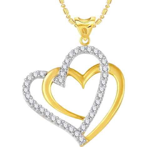Buy Srikara Alloy Gold Plated CZ/AD Double Heart Fashion Jewelry Pendant with Chain - SKP2324G - Purplle