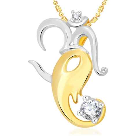 Buy Srikara Alloy Gold Plated CZ / AD Om Gajmukh Fashion Jewelry Pendant with Chain - SKP2049G - Purplle
