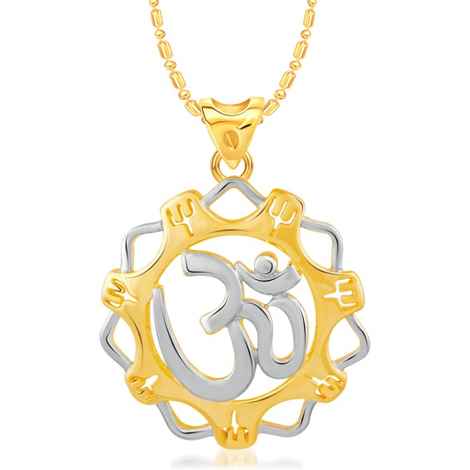 Buy Srikara Alloy Gold Plated CZ / AD Om Fashion Jewellery Pendant with Chain - SKP2443G - Purplle