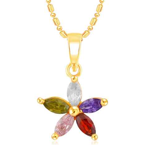 Buy Srikara Alloy Gold Plated CZ/AD Stone Flower Fashion Jewelry Pendant with Chain - SKP2356G - Purplle