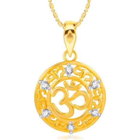 Buy Srikara Alloy Gold Plated CZ / AD Om Fashion Jewellery Pendant with Chain - SKP2442G - Purplle