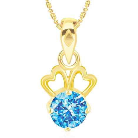 Buy Srikara Alloy Couple Heart Aqua Solitaire Fashion Jewellery Pendant with Chain - SKP2885G - Purplle