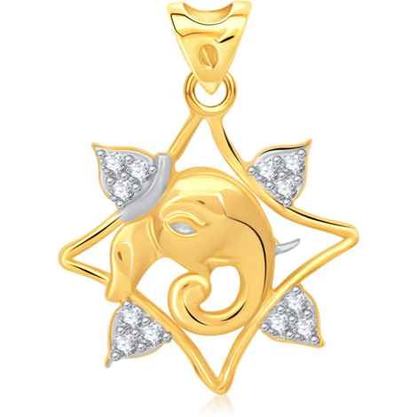 Buy Srikara Alloy Gold Plated CZ / AD Gajkarna Fashion Jewellery Pendant with Chain - SKP1503G - Purplle