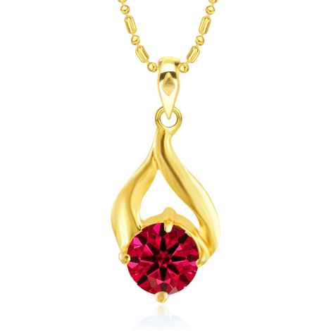 Buy Srikara Alloy Gold Plated CZ/AD Glittering Red Solitaire Fashion Jewelry Pendant - SKP2878G - Purplle