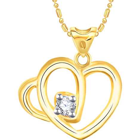 Buy Srikara Alloy Couple Heart Single CZ / AD Fashion Jewellery Pendant with Chain - SKP2840G - Purplle