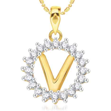 Buy Srikara Alloy Gold Plated CZ/AD Initial Letter V Fashion Jewellery Pendant Chain - SKP1968G - Purplle