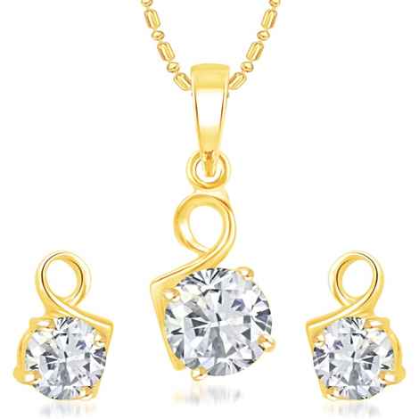 Buy Srikara Alloy Gold Plated CZ / AD Modish Art Fashion Jewellery Pendant Set Chain - SKVKPS1118G - Purplle