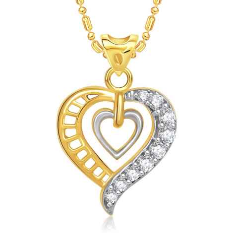 Buy Srikara Alloy Gold Plated CZ/AD Double Heart Fashion Jewelry Pendant with Chain - SKP1459G - Purplle