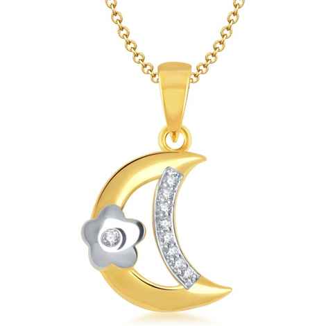 Buy Srikara Alloy Gold Plated CZ / AD Moon Fashion Jewellery Pendant with Chain - SKP1272G - Purplle