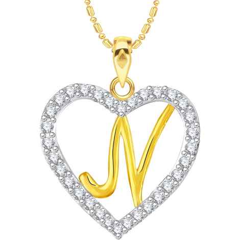 Buy Srikara Alloy Gold Plated CZ/AD Alphabet "N" in Heart Fashion Jewelry Pendant - SKP2278G - Purplle