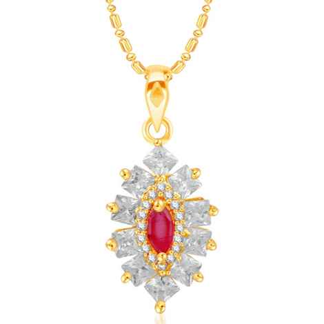 Buy Srikara Alloy Gold Plated CZ/AD Red And White Multicolor Stone Fashion Jewelry Pendant - SKP2347G - Purplle