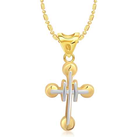 Buy Srikara Alloy Gold Plated CZ/AD Well Crafted Cross Fashion Jewelry Pendant Chain - SKP1367G - Purplle