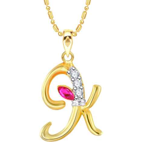 Buy Srikara Alloy Gold Plated CZ/AD Initial Letter K Ganesh Fashion Jewelry Pendant - SKP2246G - Purplle