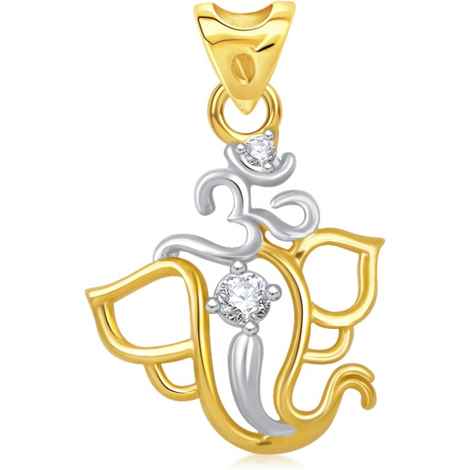 Buy Srikara Alloy Gold Plated CZ / AD Om Shambhvi Fashion Jewelry Pendant with Chain - SKP1603G - Purplle