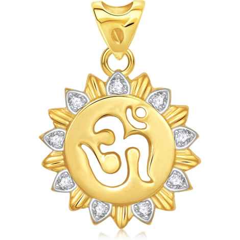 Buy Srikara Alloy Gold Plated CZ / AD Om Fashion Jewellery Pendant with Chain - SKP1452G - Purplle