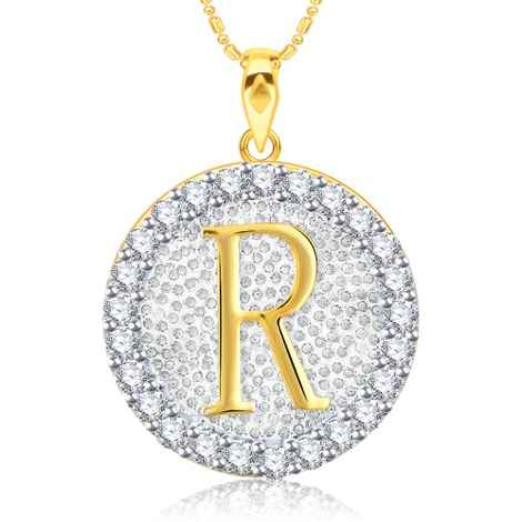 Buy Srikara Alloy Gold Plated CZ/AD Initial Letter R Fashion Jewellery Pendant Chain - SKP2200G - Purplle