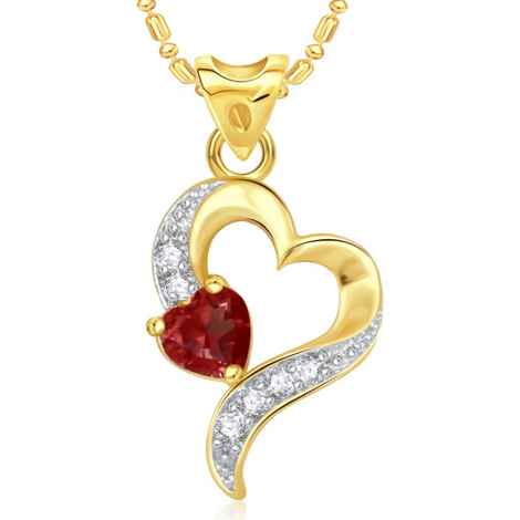 Buy Srikara Alloy Gold Plated CZ/AD Dazzling Heart Valentine Fashion Jewelry Pendant - SKP1786G - Purplle