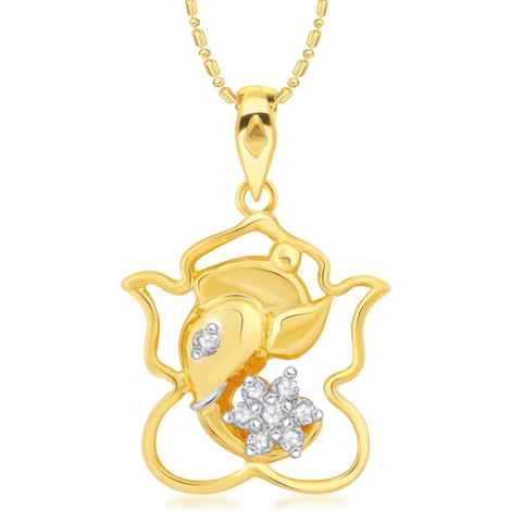 Buy Srikara Alloy Brass Gold Plated CZ/AD Ganesh Fashion Jewelry Pendant with Chain - SKP2997G - Purplle