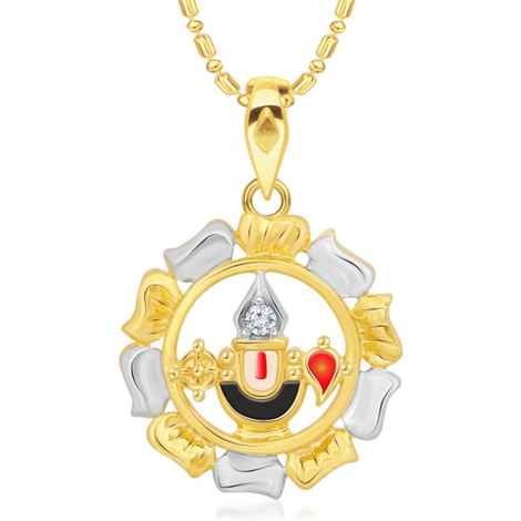 Buy Srikara Alloy Brass Gold Plated CZ/AD Balaji Fashion Jewelry Pendant with Chain - SKP2984G - Purplle