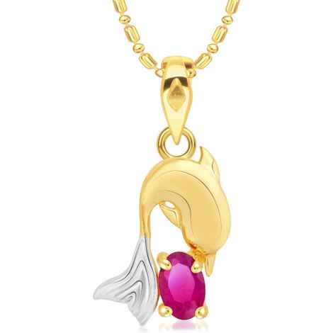 Buy Srikara Alloy Brass Gold Plated CZ/AD Dolphin Pink Pearl Fashion Jewelry Pendant - SKP2933G - Purplle