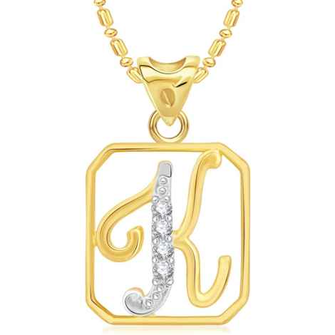 Buy Srikara Alloy Brass Gold Plated CZ/AD Alphabet K Fashion Jewelry Pendant Chain - SKP2921G - Purplle